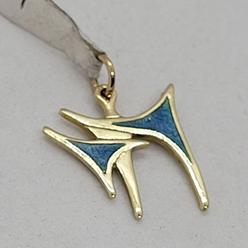 Enameled Gold Hay Pendant - Image 2
