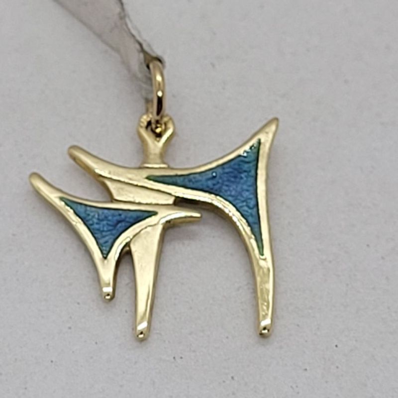 Enameled Gold Hay Pendant - Image 3