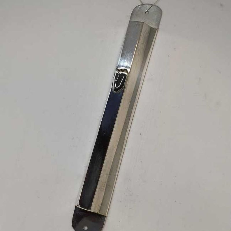 Mezuzah Sterling Silver Shiny. Handmade sterling silver Mezuzah suitable for parchment up to 8 cm .Dimension 1.6 cm X 11.5 cm approximately.