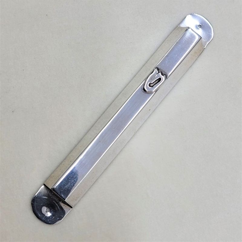 Mezuzah Sterling Silver Shiny. Handmade sterling silver Mezuzah suitable for parchment up to 8 cm .Dimension 1.6 cm X 11.5 cm approximately.