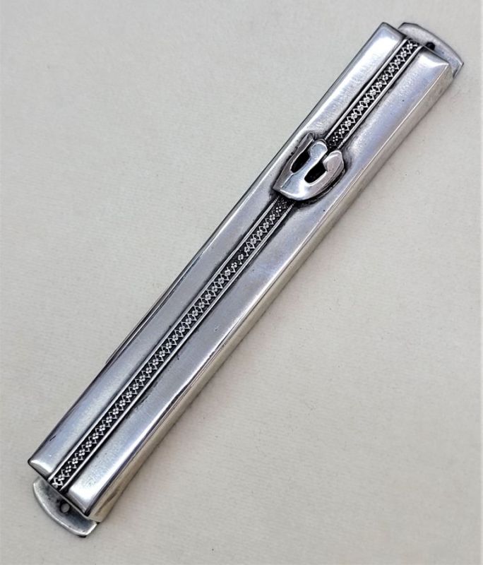 Filigree Rectangular Mezuzah Silver - Image 3
