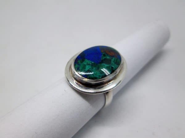 Silver Oval Azurite Ring