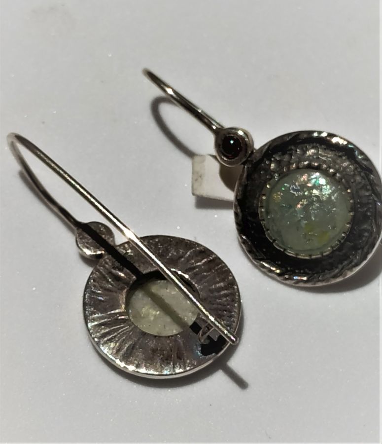 Silver Earings Roman Glass - Image 3