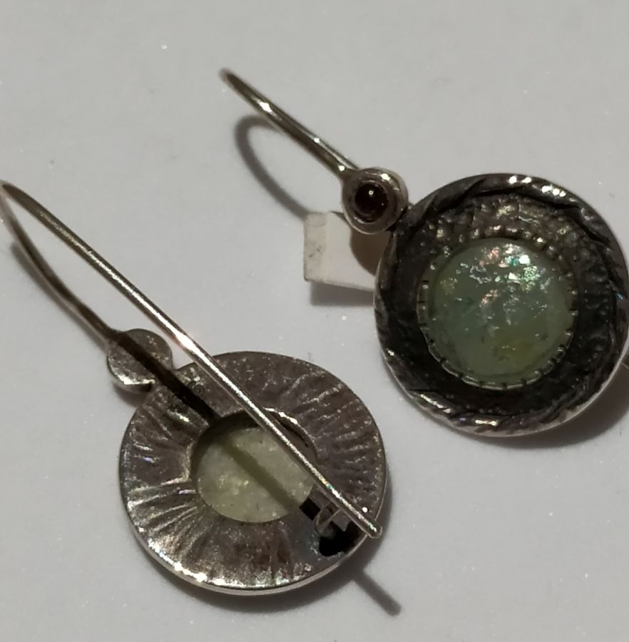 Silver Earings Roman Glass - Image 4