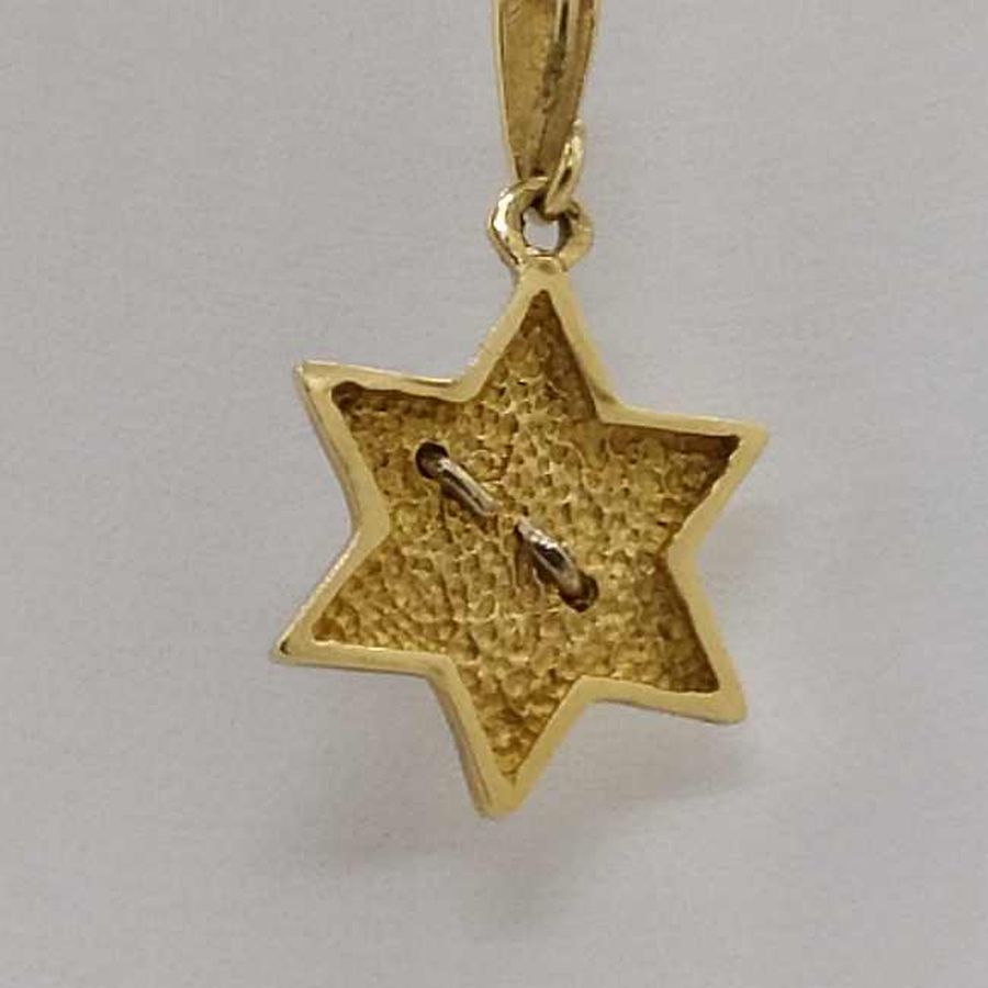 MagenDavid white gold Shin pendant handmade 14 carat white & yellow gold star of David contemporary design heavy solid gold.