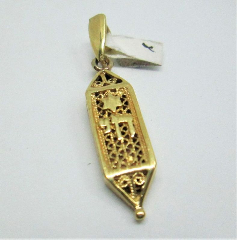 Mezuzah pendant Chai filigree - Image 4