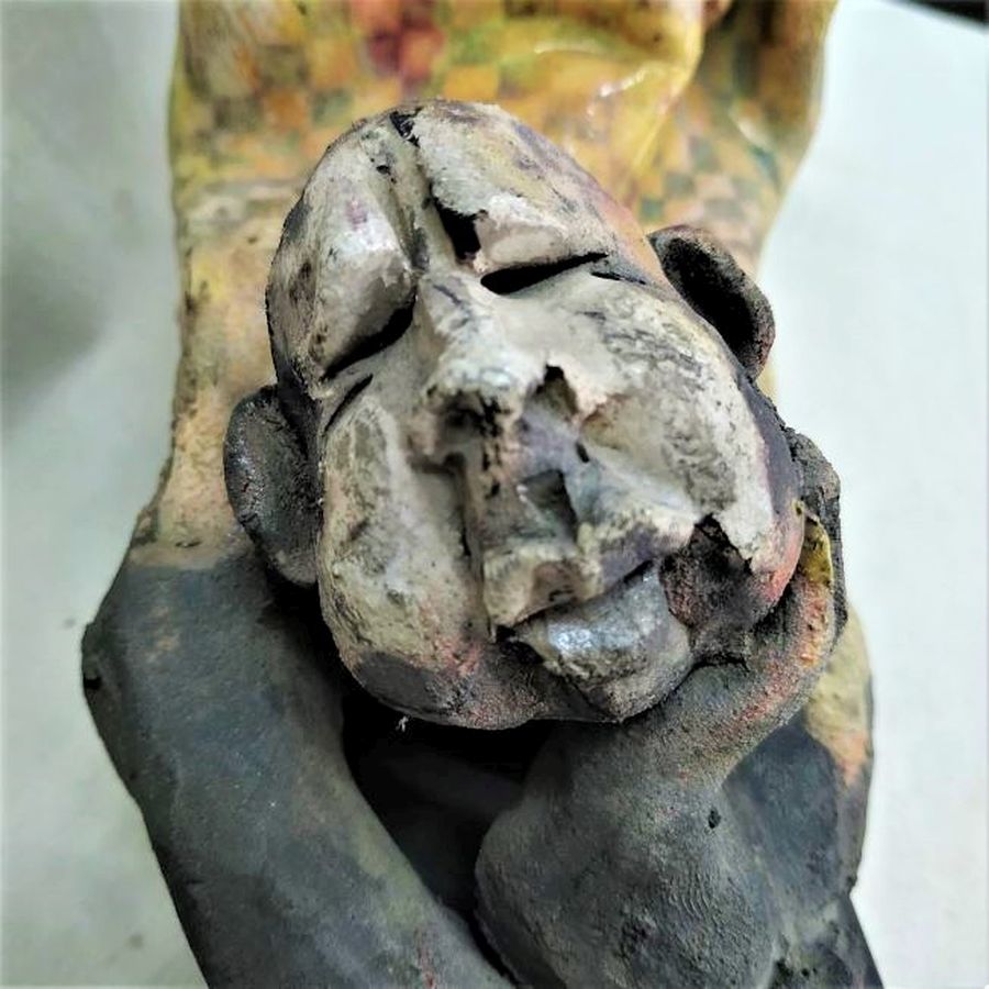 Clown Glazed Ceramic Sculpture - Image 3