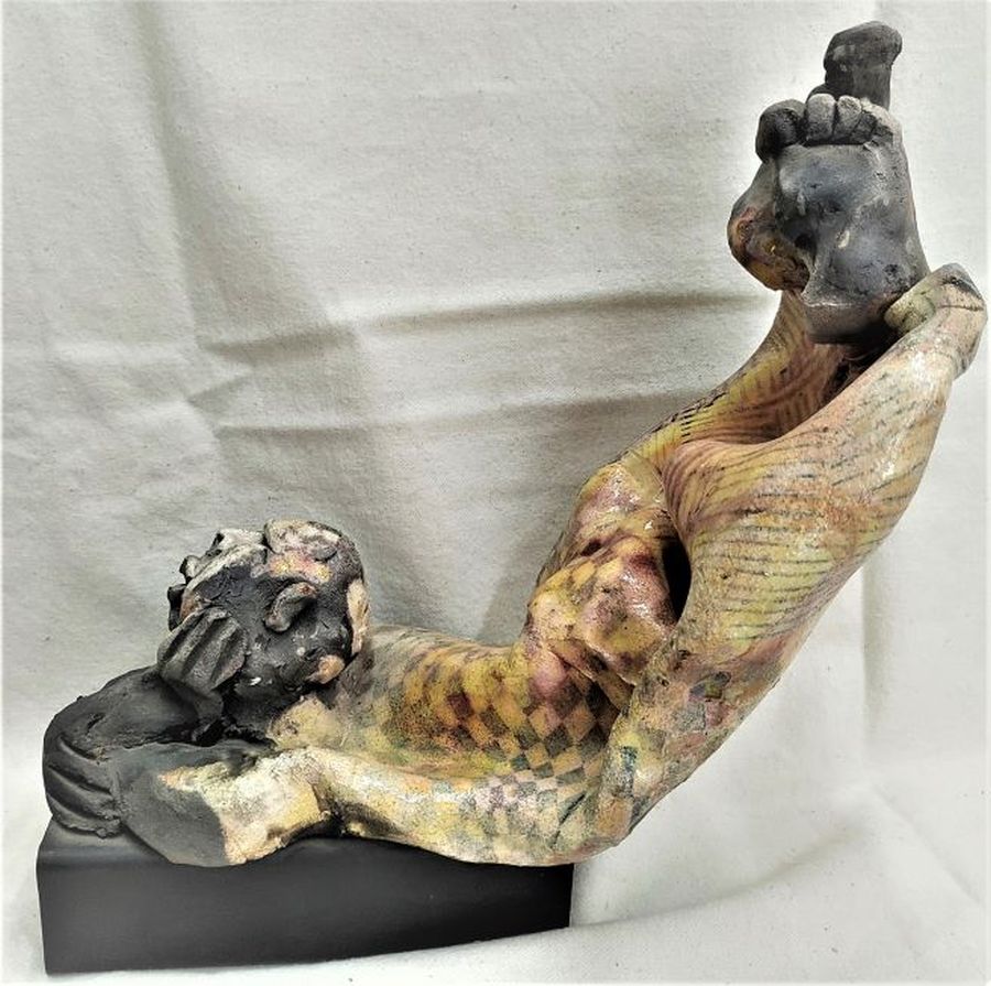 Clown Glazed Ceramic Sculpture - Image 4