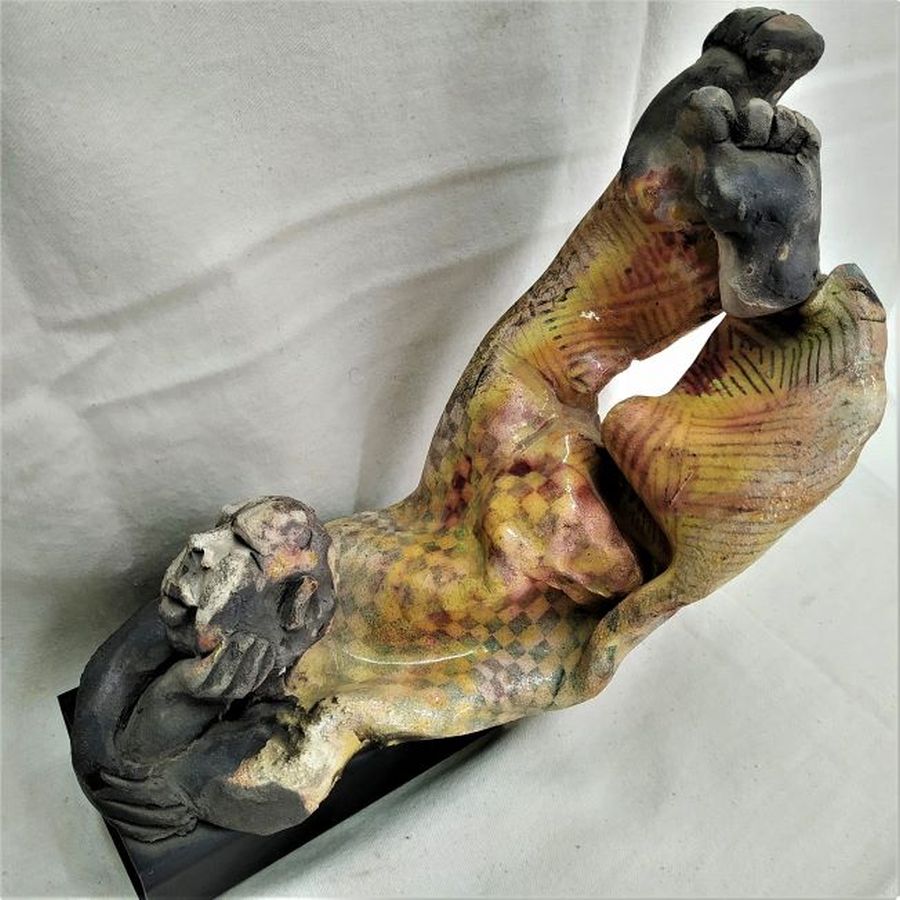 Clown Glazed Ceramic Sculpture - Image 8