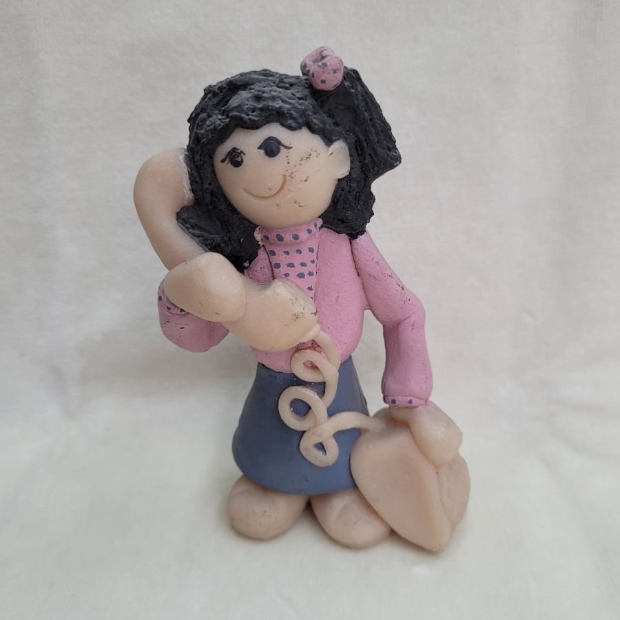 Girl Chatting Ceramic Sculpture - Image 9