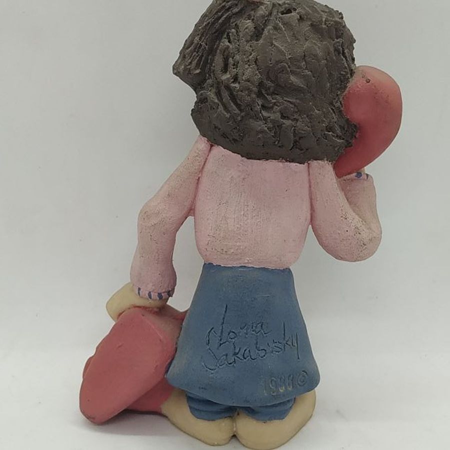 Girl Chatting Ceramic Sculpture - Image 4