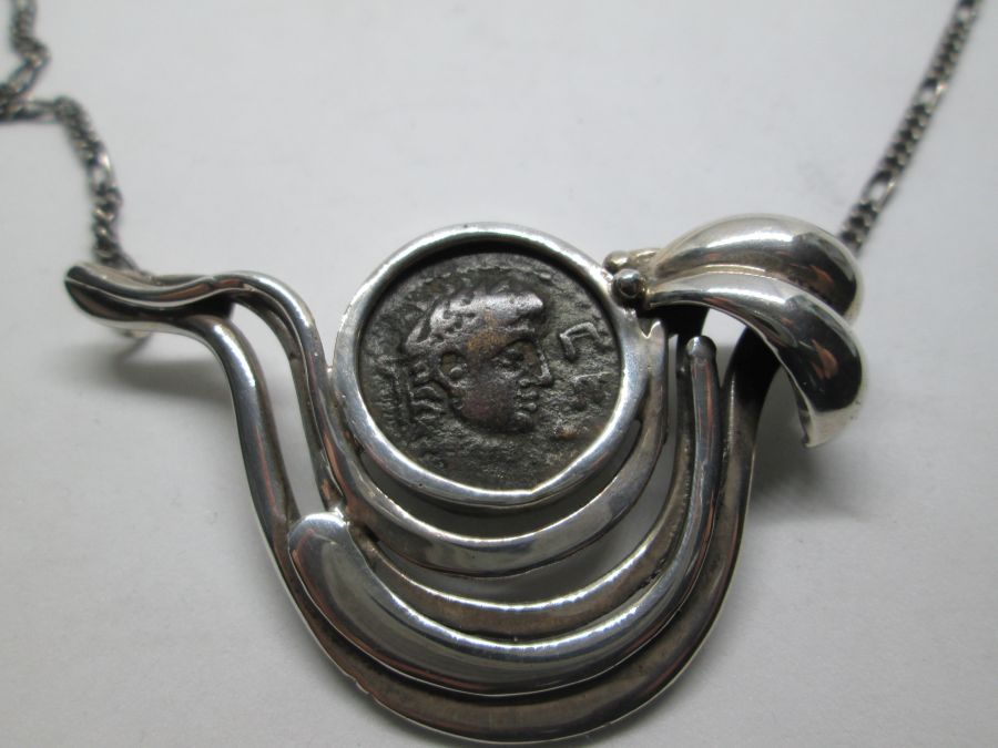 Necklace Silver Antique Coin - Image 4