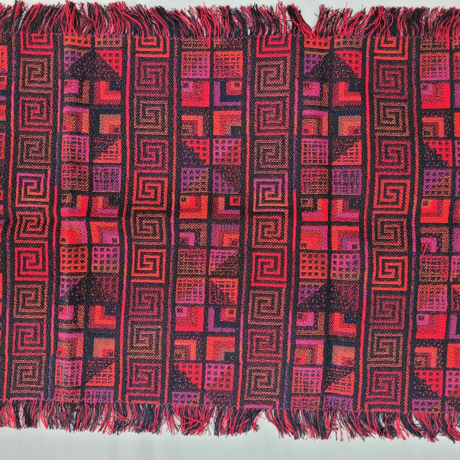 Handmade Druze runner rectangle red, where each side is as beautiful because of the different shades of red and violet colors they have skillfully used.