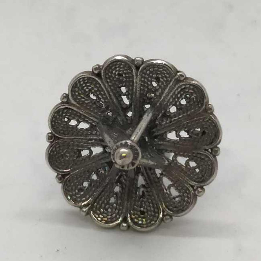 Chanuka Hanukah Dreidel Sevivon Miniature Round sterling silver Yemenite filigree miniature design. Dimension diameter 2 cm X 2.8 cm.