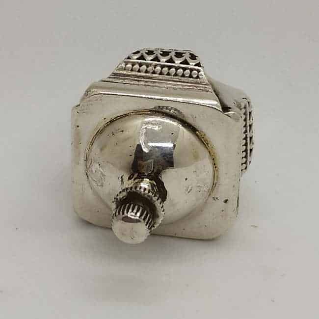 Chanuka Hanukah Dreidel Sevivon Sterling Silver with engraved letters. Dimension 2.2 cm X 2.2 cm X 3.8 cm approximately.