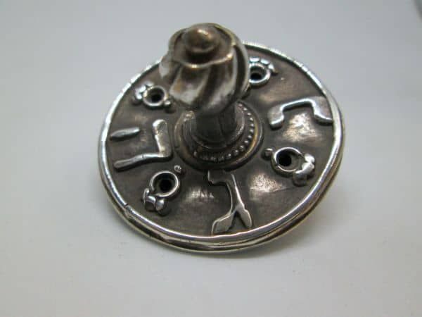 Dreidel Round Carved Silver