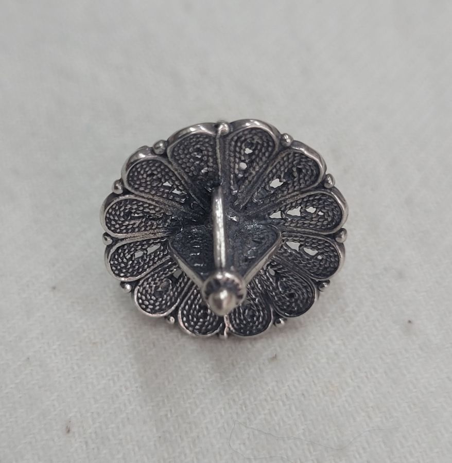 Chanuka Hanukah Dreidel Sevivon Miniature Round sterling silver Yemenite filigree miniature design. Dimension diameter 2 cm X 2.8 cm.
