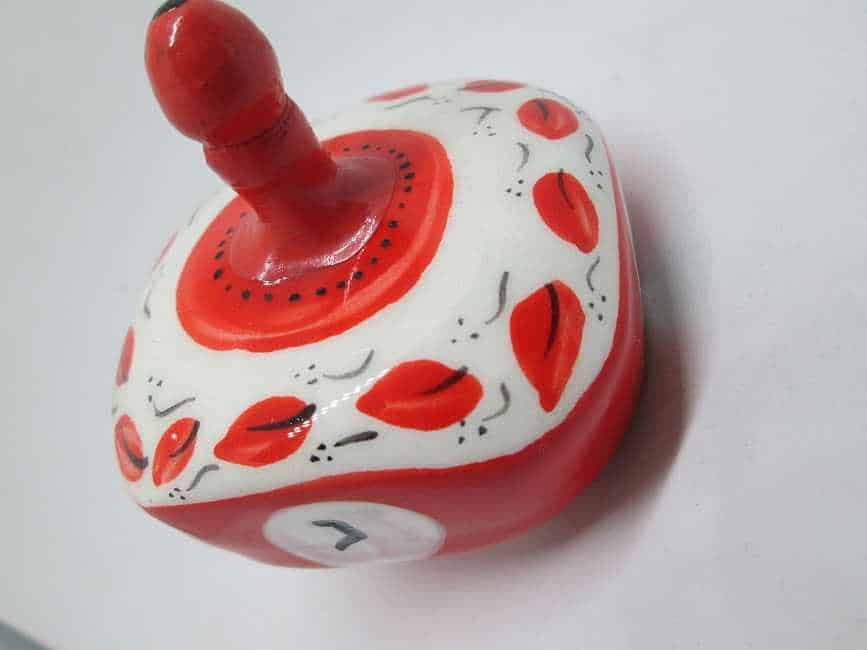 Hanukah Dreidel Ceramic Red - Image 2