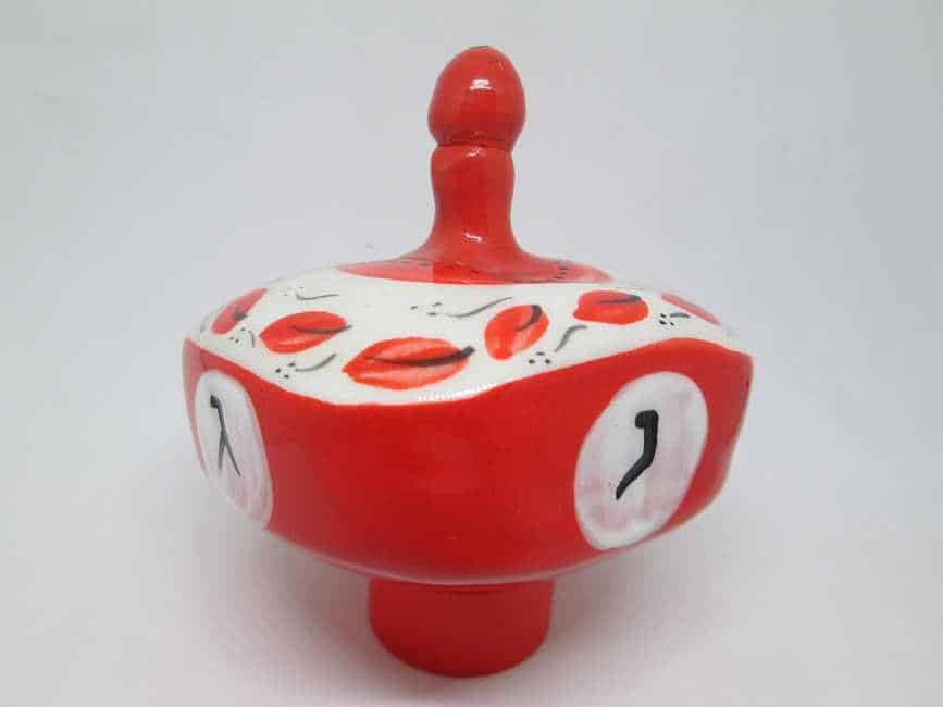 Hanukah Dreidel Ceramic Red - Image 3