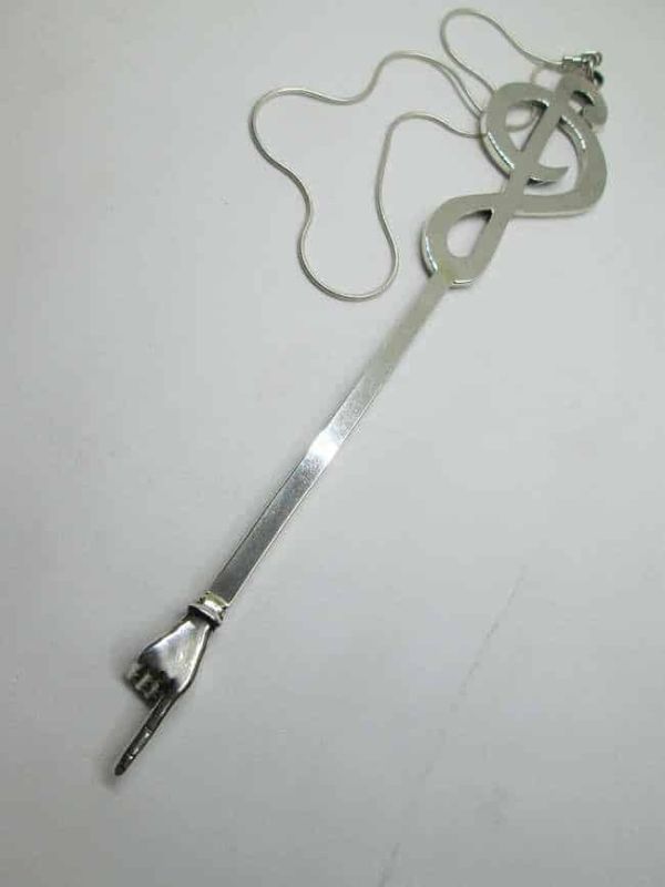 Sterling Silver Torah Yad Pointer Musical Key handmade. Sterling silver Torah pointer musical sol key made by S. Ghatan (Katan).