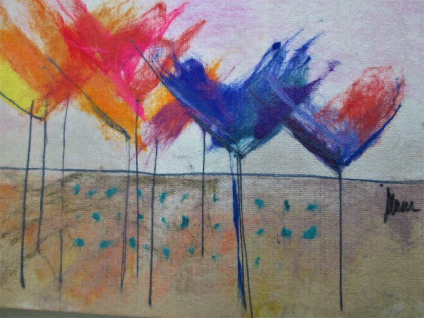 Colorful Abstract Trees Painting soft art painting on fabric By Harson. A bunch of Colorful Abstract Trees Painting as imagined by artist 45 cm X 65 cm.
