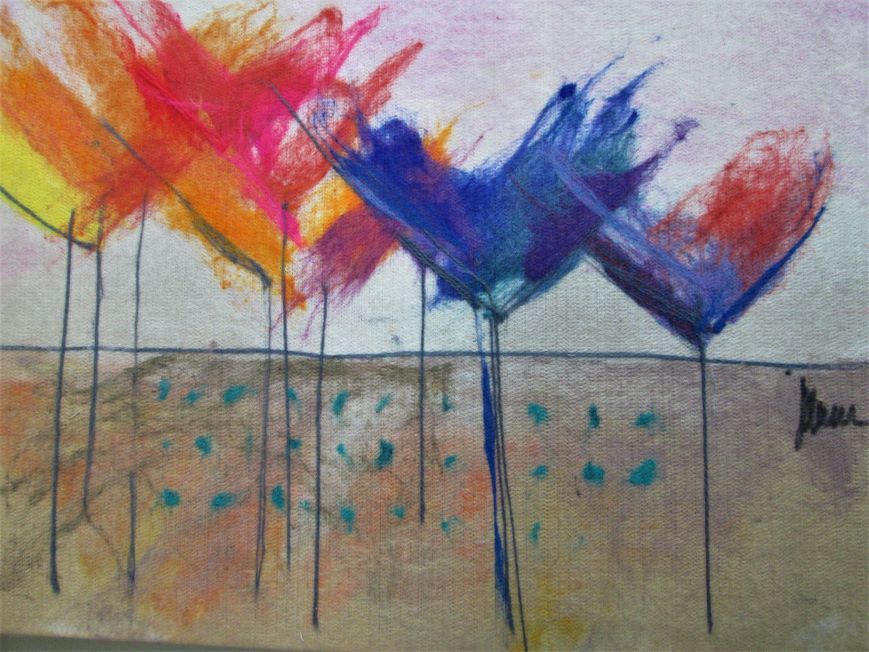 Colorful Abstract Trees Painting soft art painting on fabric By Harson. A bunch of Colorful Abstract Trees Painting as imagined by artist 45 cm X 65 cm.