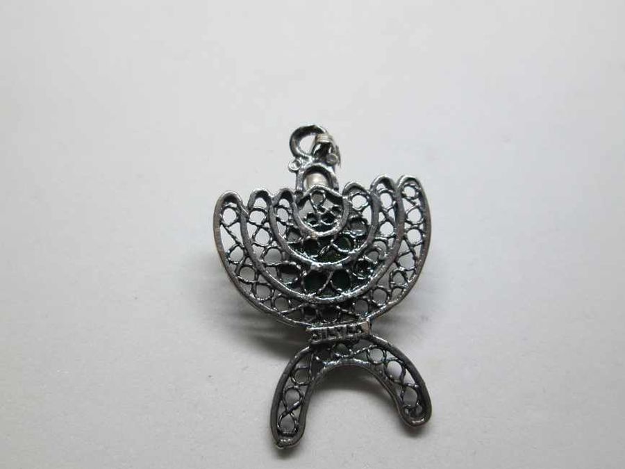 Menorah Pendant Filigree Turquoise - Image 3