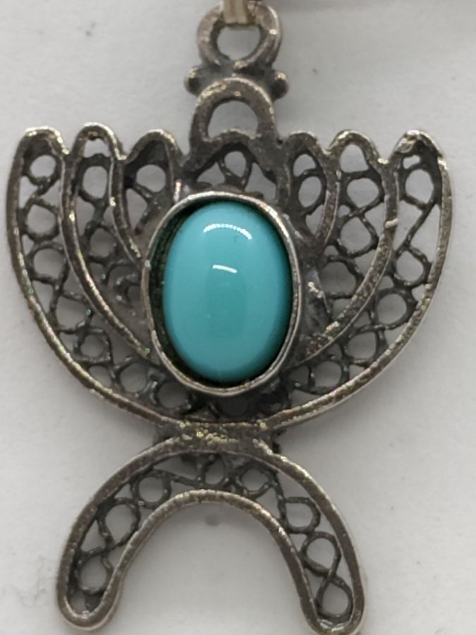 Menorah Pendant Filigree Turquoise - Image 4