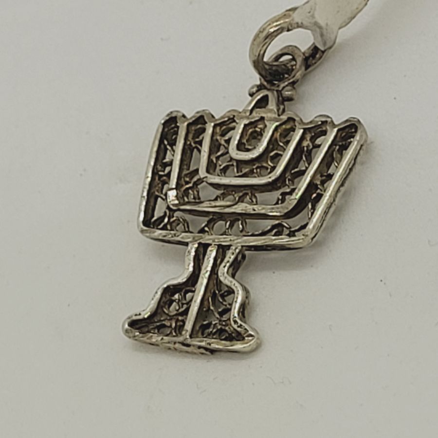 Yemenite Filigree Menorah Pendant - Image 4