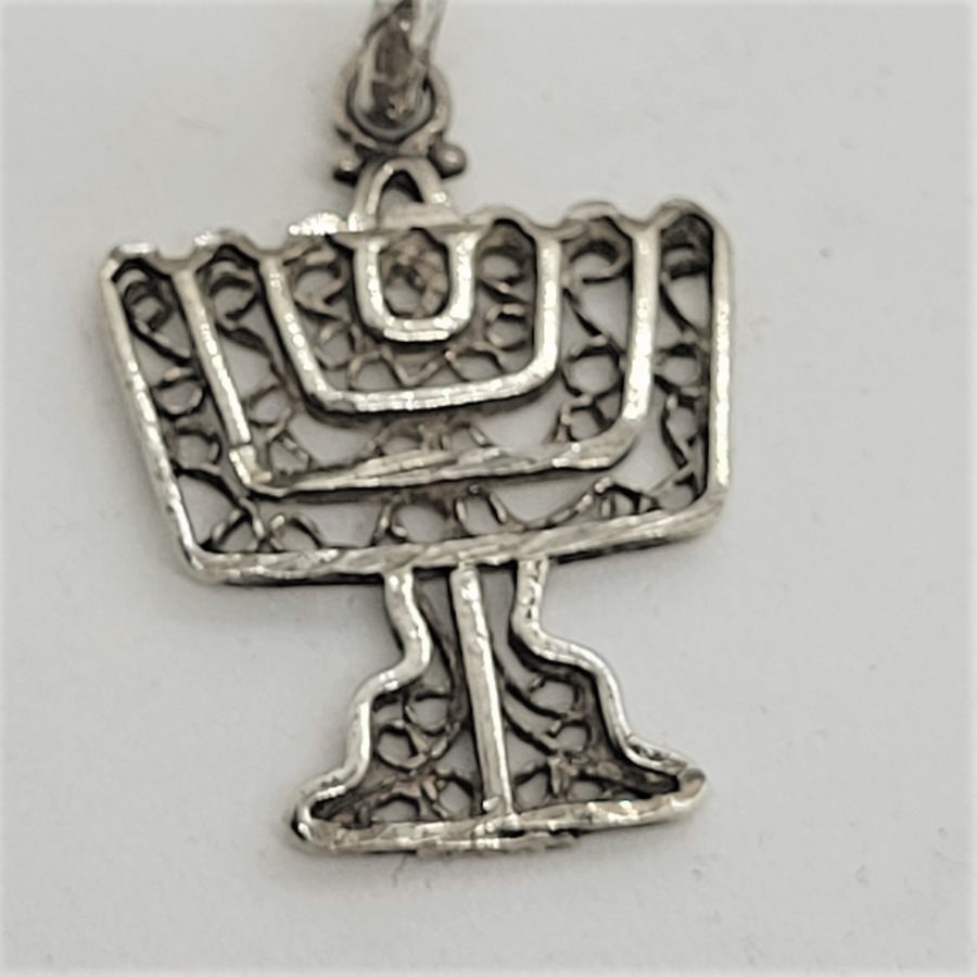 Yemenite Filigree Menorah Pendant - Image 7