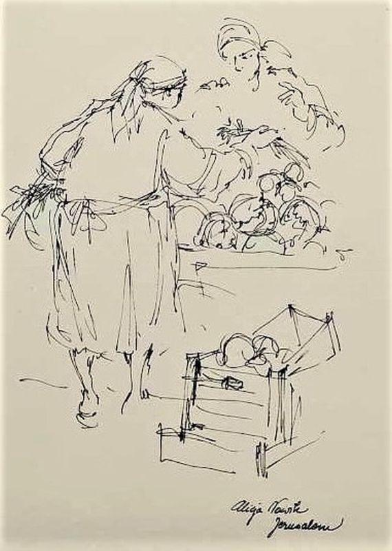 Jewish Woman Shopping Drawing - Image 4