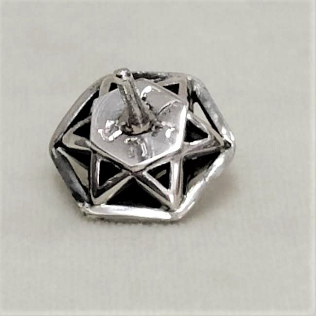 Chanuka Dreidel Silver Tiny Star handmade. Chanuka Hanukah Dreidel Sevivon Silver Framed Tiny Star made by S. Ghatan (Katan).