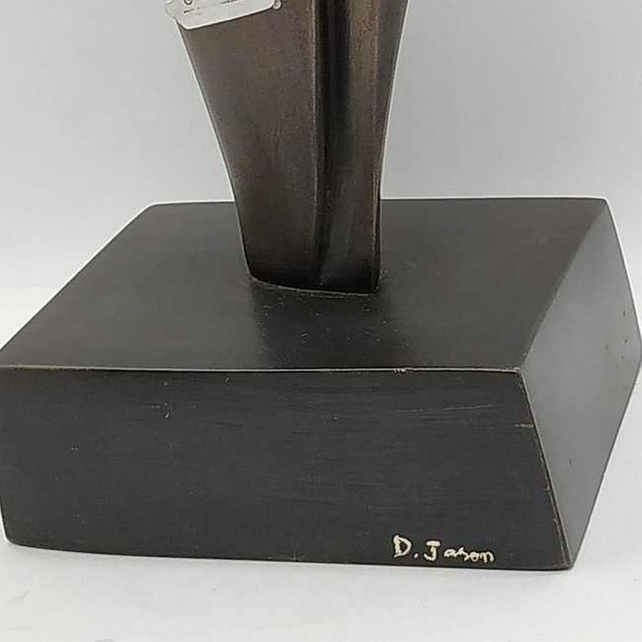 Bronze Sculpture Loving Couple. Handmade bronze sculpture loving couple standing together handmade by D. Jaron 8 cm X 10.5 cm X 31 cm.