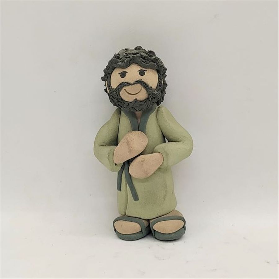 Handmade ceramic Boaz David's grandfather sculpture made by Sakalovsky and named under Boaz under his shoe 11 cm X 4 cm X 6.5 cm approximately.