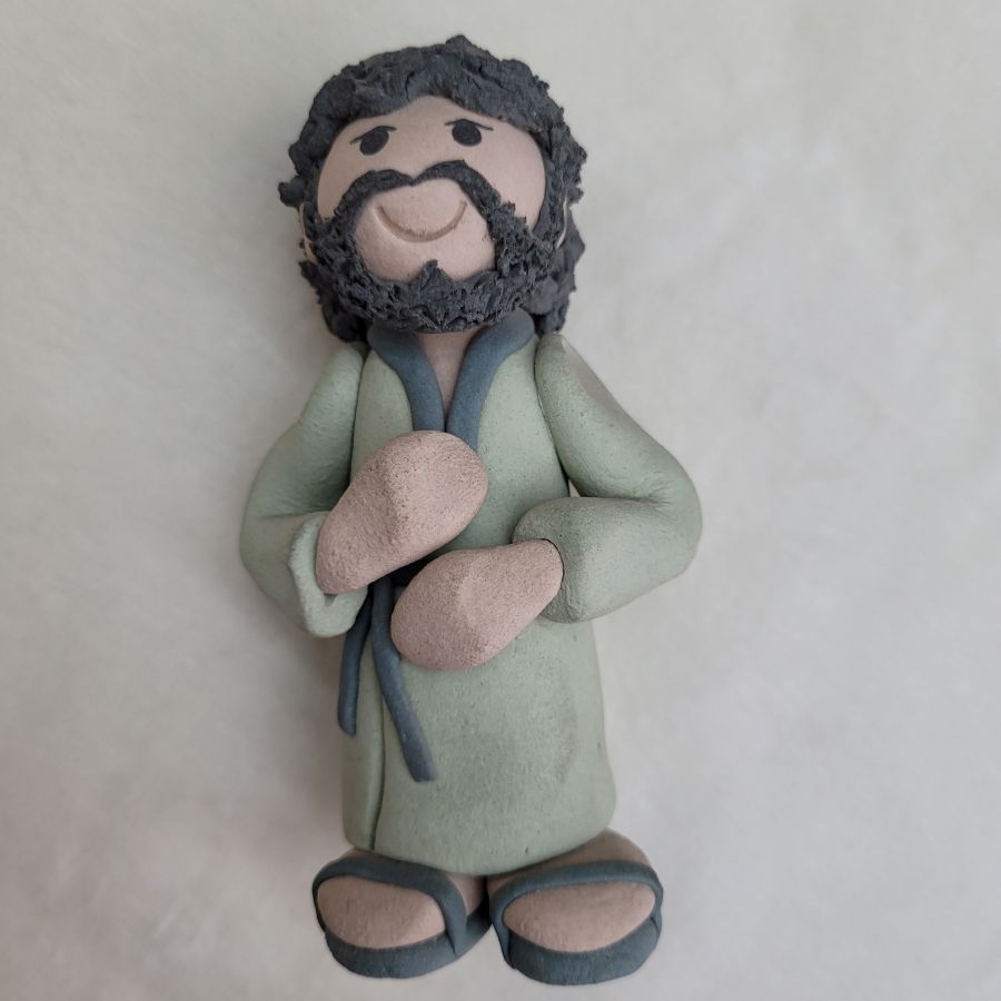 Handmade ceramic Boaz David's grandfather sculpture made by Sakalovsky and named under Boaz under his shoe 11 cm X 4 cm X 6.5 cm approximately.