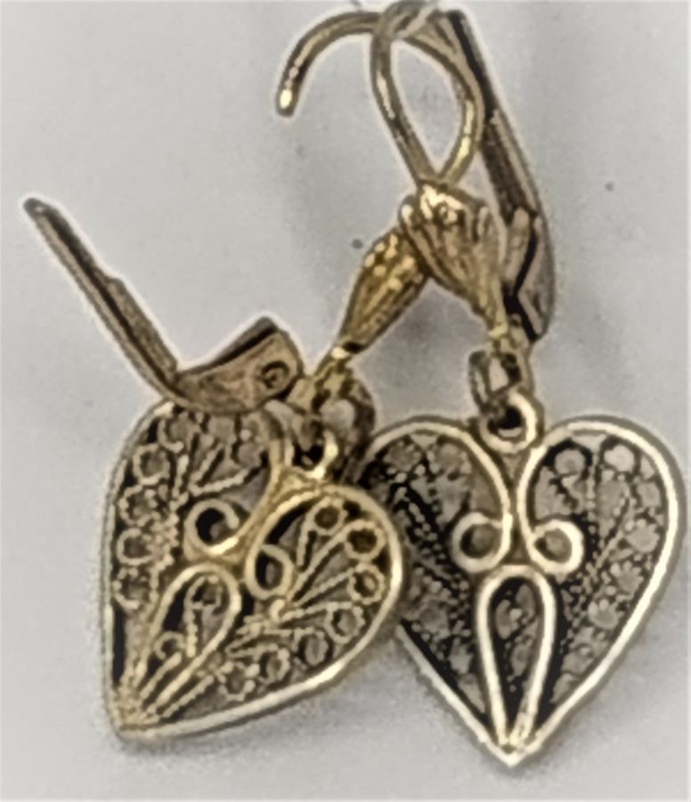 Earrings Yemenite Filigree Heart - Image 3