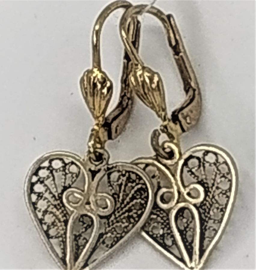 Earrings Yemenite Filigree Heart - Image 4