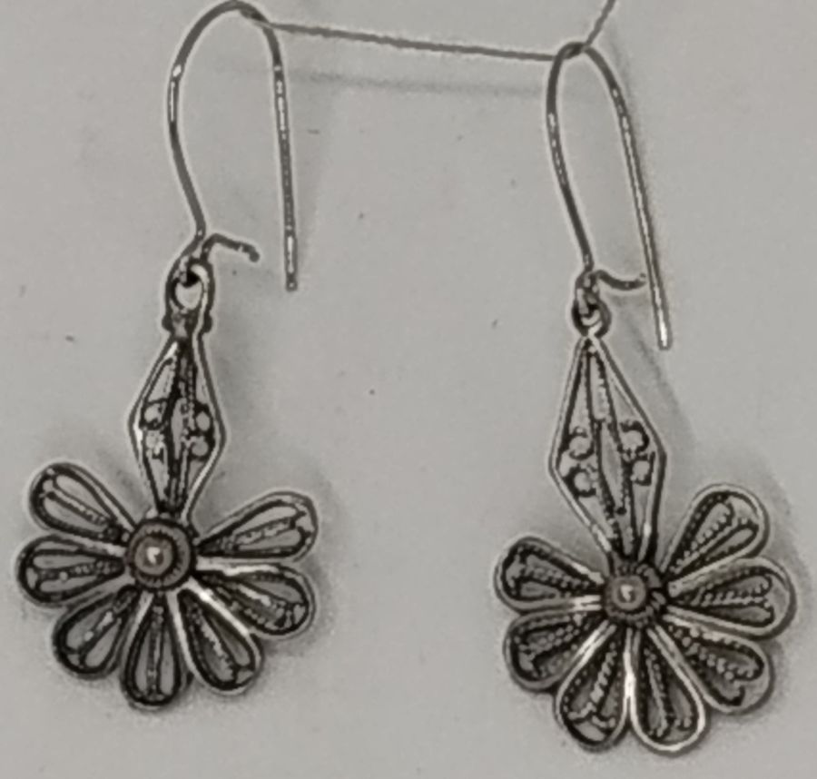 Silver Earrings Filigree Fan - Image 5