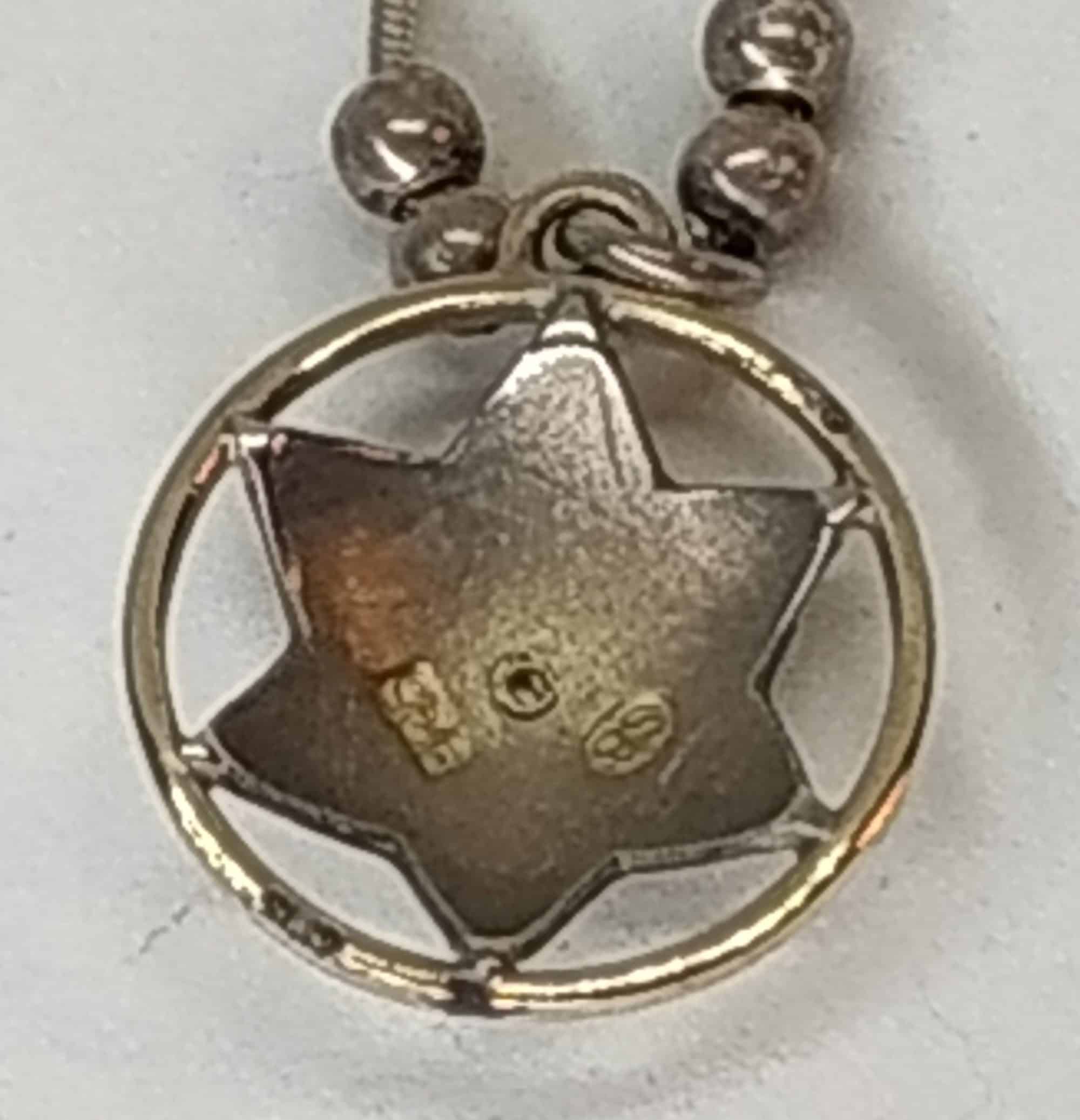 Silver Magen David Star Pendant Gold Frame - Image 6