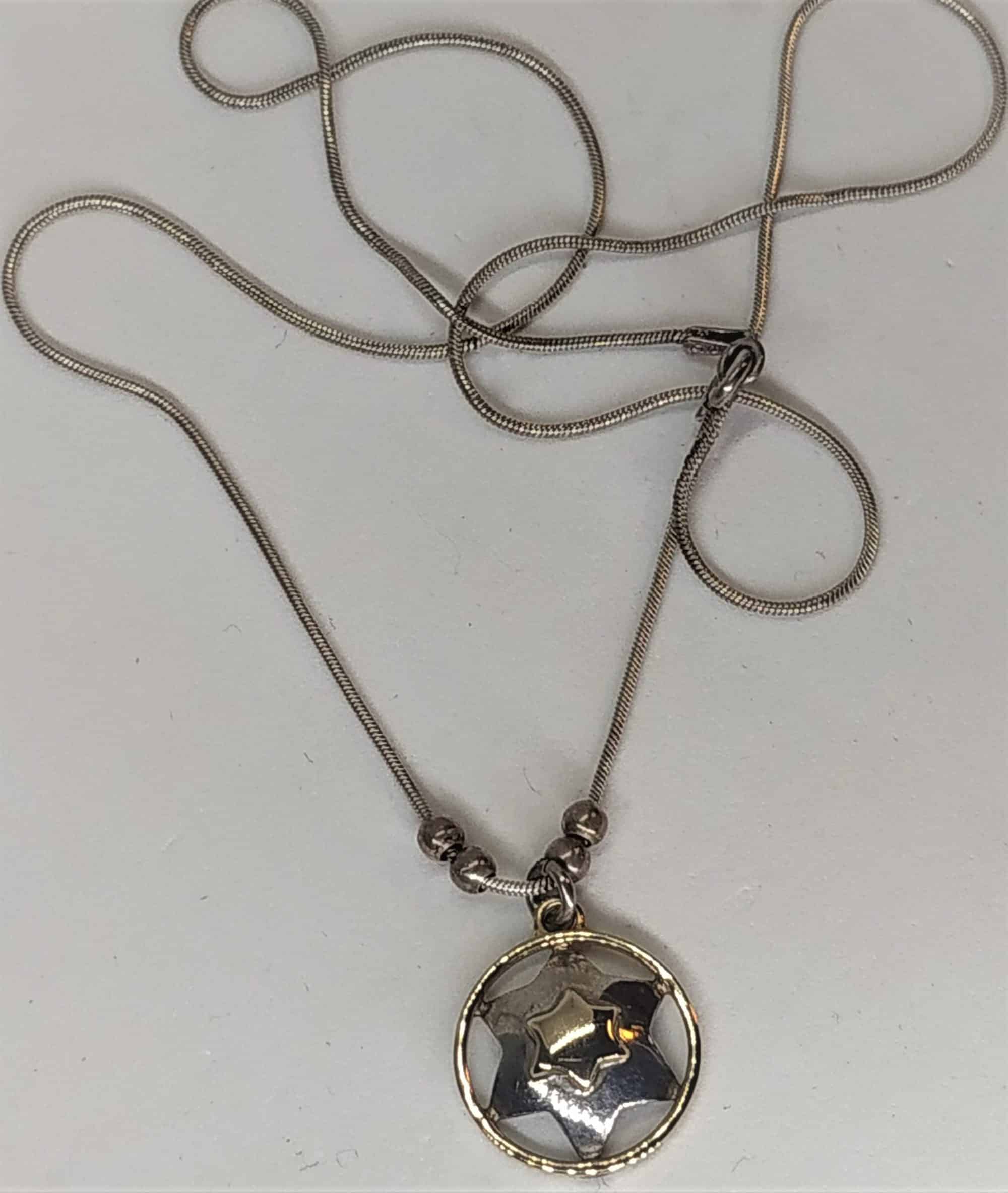 Silver Magen David Star Pendant Gold Frame - Image 4
