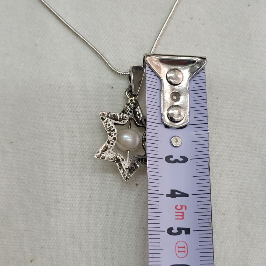 Silver MagenDavid Pendant Pearl - Image 7