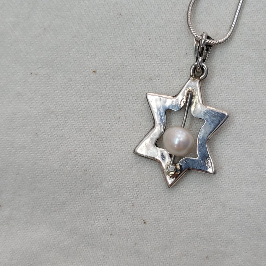 Silver MagenDavid Pendant Pearl - Image 10