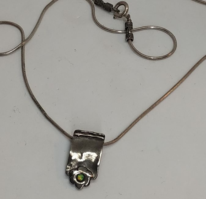 Necklace Silver Flower Opalite - Image 5