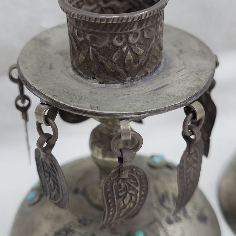 Vintage Mideast Silver Candlesticks - Image 6
