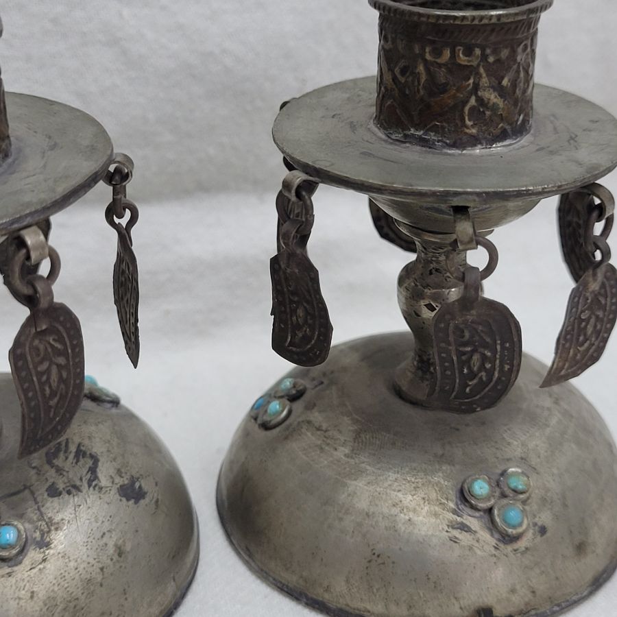 Vintage Mideast Silver Candlesticks - Image 5