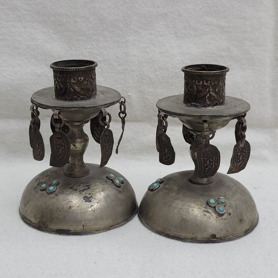 Vintage Mideast Silver Candlesticks - Image 3