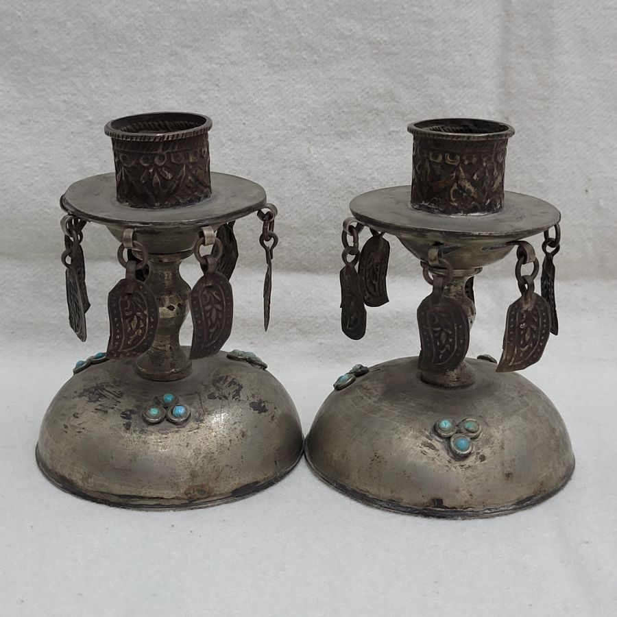 Vintage Mideast Silver Candlesticks - Image 9