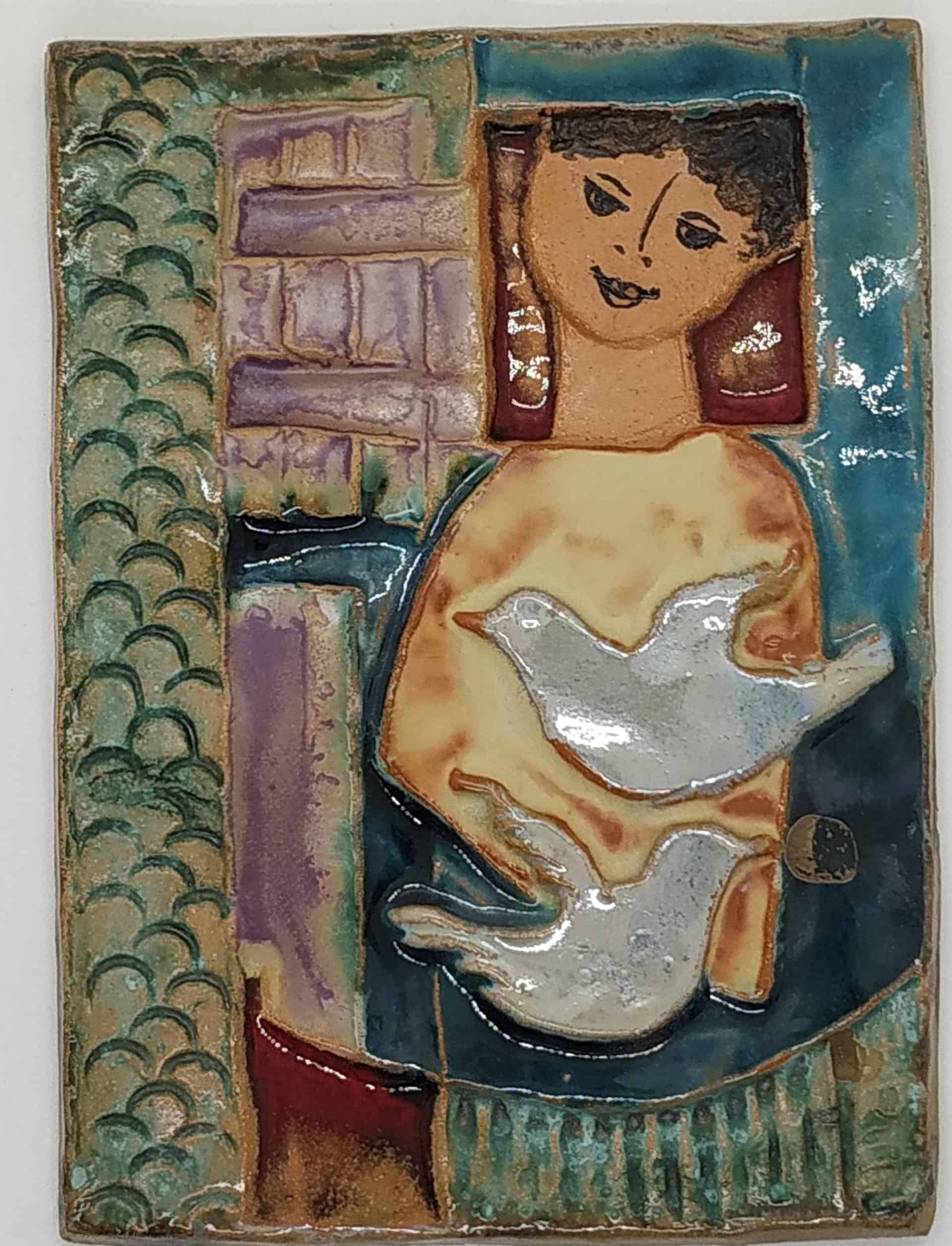 Ruth Ceramic Tile David Sending Peace Doves - Image 6