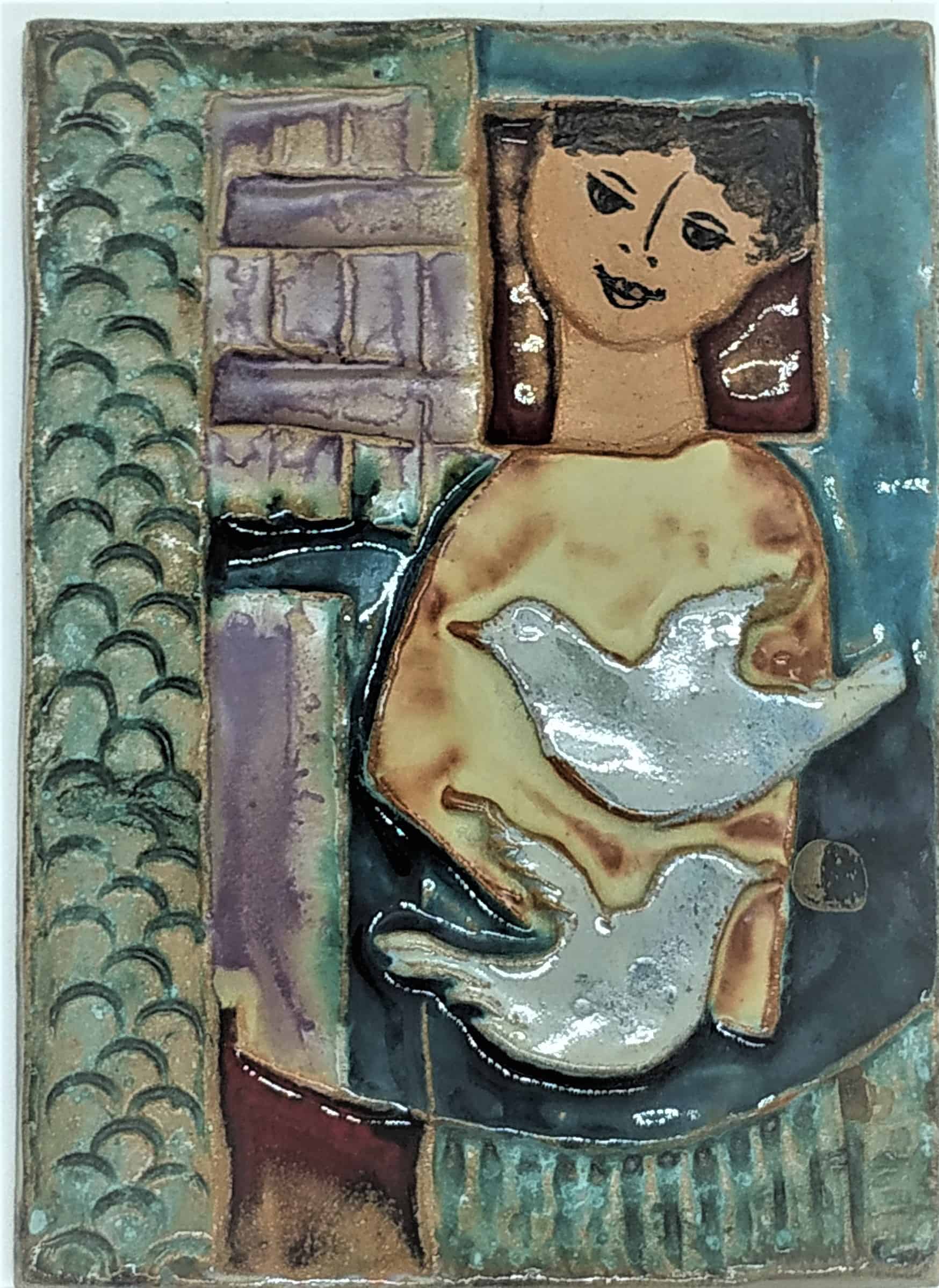Ruth Ceramic Tile David Sending Peace Doves - Image 3