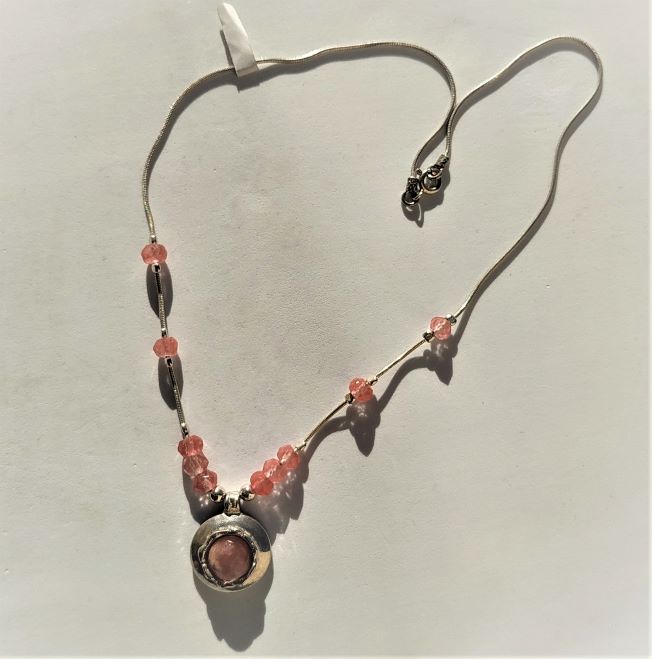 Necklace Silver Rosequartz Beads - Image 3